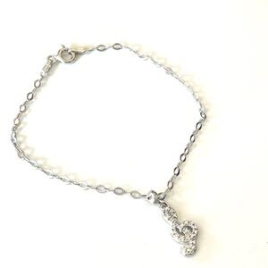 NWOT Italian 925 sterling silver bracelet treble clef music charm cubic zirconia